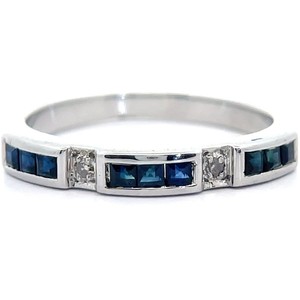 Blue Spinel & Natural Diamond Princess Channel Station Ring VIDEO