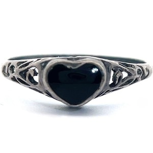 Black Onyx Heart Filigree Ring VIDEO