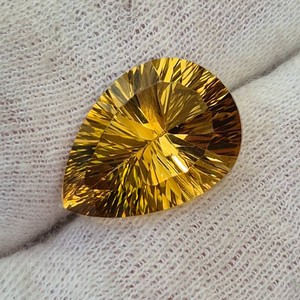 13.22 Carat Natural Citrine Pear Concave Cut Gemstone Retail $661 VIDEO