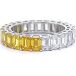 3-in-1 Ring!! 4.86 Carat Fancy Yellow & White Diamond Baguette Half & Half Eternity Ring in 14k Gold; $6,000 Retail *VIDEO*