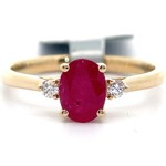 Natural Ruby & Diamond Three-Stone July Birthstone Ring in 14k Yellow Gold; $1,700 Retail *VIDEO*