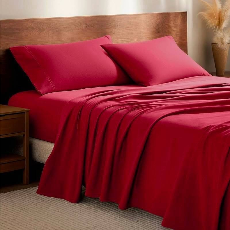 Bare Home Luxury Cotton Flannel Full Sheet Set, Red - $85.99 Retail - Brand New Q