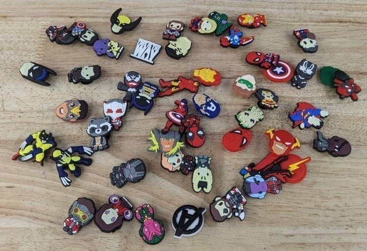 Comic Book Character Croc Charms, 50 Total - Brand New Q