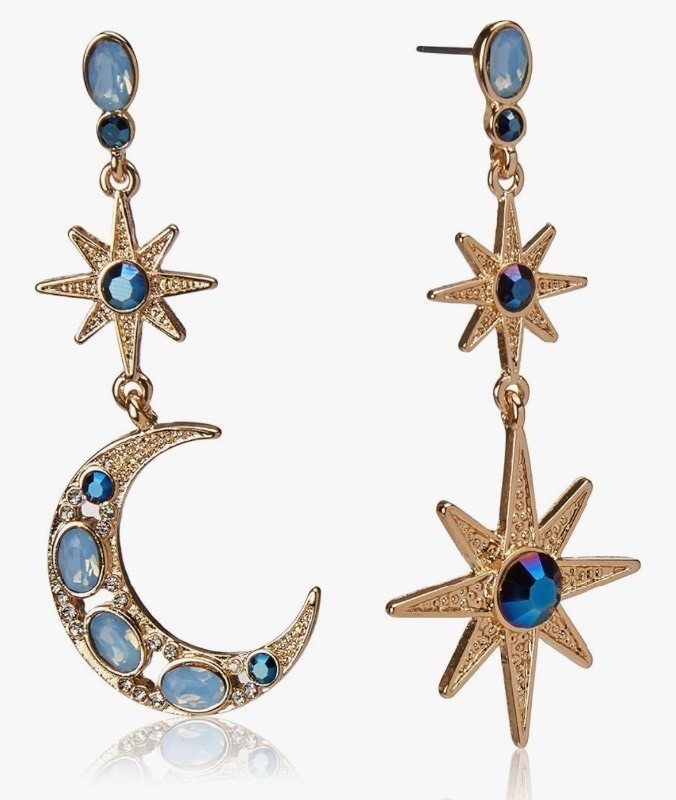 Betsey Johnson Celestial Moon & Star Drop Earrings $45 Retail - Brand New Q