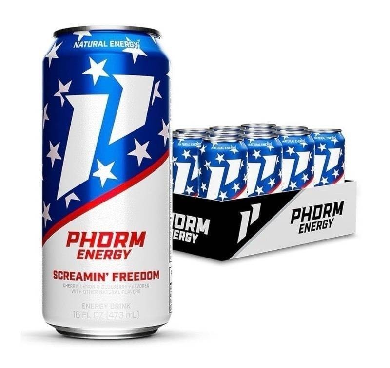 Phorm 16-oz Energy Drinks - Case of 12 - Screamin Freedom Rocket Pop Flavor - Brand New Q