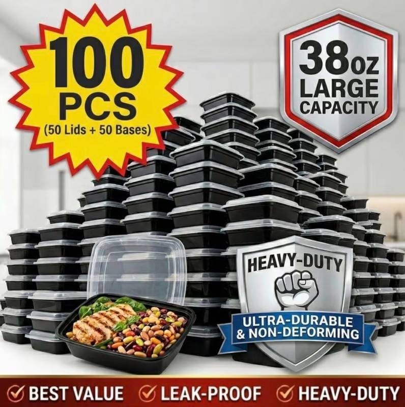50 Meal Prep 38oz Containers With Lids - Brand New Q
