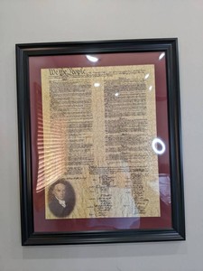 We the People US Constitution Document Framed Puzzle, Black & Burgundy, 25 x 31