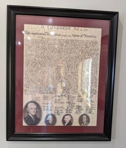 In Congress Framed Declaration of Independence Puzzle, Black & Burgundy, 25 x 31