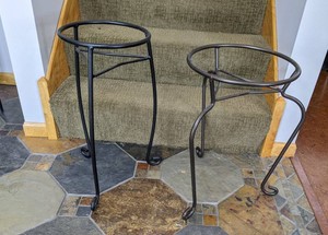 Wrought Iron Plant Stands, Black & Silver, 2 Total