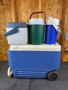 Igloo Rolling Cooler, Small Hard-Sided Cooler, and Jug-Style Beverage Coolers, 2 Total