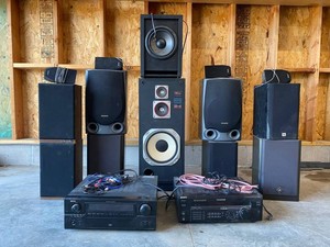 Denon & Sony Stereo Receivers With Polk Audio, Aiwa & JBL Speakers