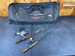 Ice Fishing Rods With Reels, 3 Total, & Rowan Nomad Bag