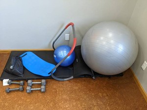 Workout Equipment Balance Board, Floor Mats, Resistance Bands, Dumbbells, Exercise Ball, Etc.