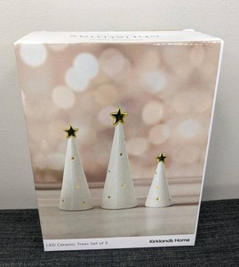 Kirklands Home LED Ceramic Trees, 3 Total - New