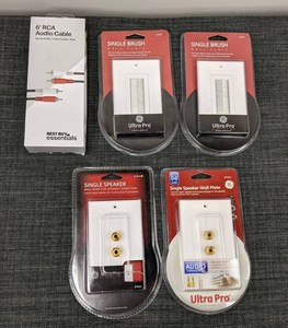 GE Ultra Pro Audio Wall Plates, 4 Total, & Best Buy Essentials 6 RCA Audio Cable - Brand New