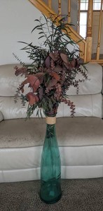 Decorative Glass Bottle With Artificial Flowers, 55