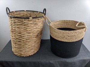 Decorative Braided Basket & Black and Tan Basket