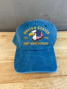 United States 250th Anniversary 2026 Adjustable Baseball Cap, Blue - Brand New Q