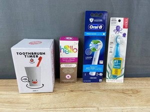 Oral B Precision Clean Brush Heads, Toothbrush Timer, Hello Toothpaste & Radius Totz Brush - Brand New Q