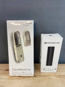 LaFuture Stand Neck Fan, Grey & Mini Portable Fan, Black - Brand New Q