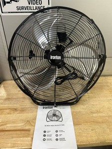 $50 Ironton 20in. High-Velocity Fan, 4500 CFM, 3-Speed, Tilting Head, 120V, Air Circulator MSRP $49.99 (non working, sold as is)