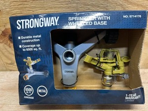 $29 Strongway Metal Impact Sprinkler on Wheeled Base, 85ft. Dia. Coverage, 34in. Connection
