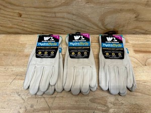 $32 Womens Water-Resistant Leather Work Gloves, HydraHyde, Large MSRP $53.97 (lot of 3)