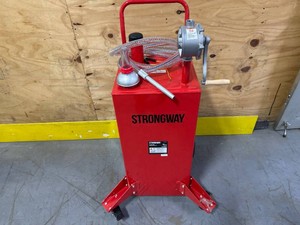 $300 Strongway Steel Gas Caddy, 30 Gallons, 11-12ft. Hose, 2-Way Rotary Pump, 14-Ga. Steel Construction, UL Certified (missing hose rail)