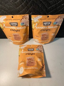 Hippie Snacks Banana Bread Crisps Almond Butter (Lot of 3)