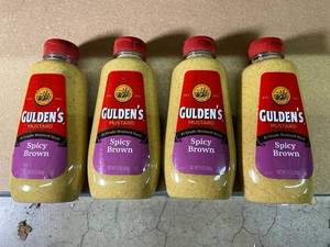 Guldens Mustard Spicy Brown 12 oz Bottles (Lot of 4)