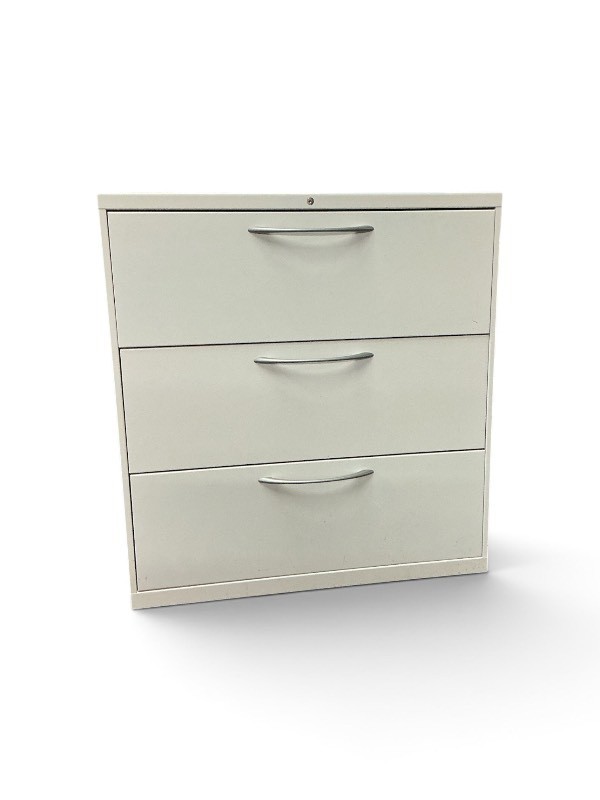 Steelcase three-drawer metal lateral file cabinet