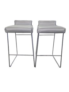 Set of Two Allermuir Tommo High Stools Silver Retail $750 Each