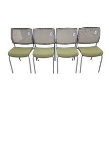 Set of Four Sit-on-it Stacking Chairs Mesh w Green Seat Retail $299