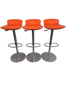 Set of Three Orange Height Adjustable Stools Retail $249