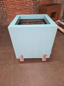 Light Blue Square Metal Planter Box Retail $899