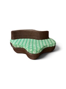 Brown Woven Rattan Curved Outdoor Sofa Retail $1399