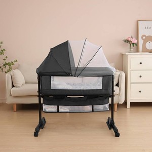 YADAQE Baby Cradle, Freestanding Bedside Bassinet, 3-in-1 Convertible Bassinet with 360  Swivel Wheels, 2026 New Model Adjustable, Easy-Fold Portable Neutral Baby Newborn Bassinet (Dark Gray)