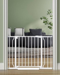 Baby Gate No Drilling, 29-40 Dog Gate Indoor for Stairs & Doorways  Auto Close, Pressure Mounted Adjustable Pet Gate Indoor, Easy Walk Through Child Gate for Baby & Pet Stroller Friendly, White