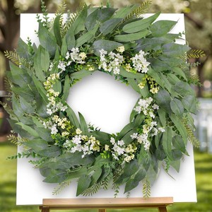 30inch Eucalyptus Wreath for Front Door - Large Artificial Greenery Outdoor Wreath, Spring Summer Decor Door Wreath with Olives Leaves,Mixed Berry for Porch,Window, Farmhouse, Home,Holiday, Hanging