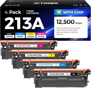 $230 213A Toner Cartridge 4 Pack with Chip Compatible for HP 213A 213X W2130X W2130A Replacement for HP Color Laserjet Enterprise 5700dn MFP 5800dn 6700 6701dn MFP 6800 6801dn Printer Ink Copier Scanner