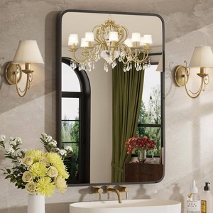 20x30 Bathroom Mirrors for Over Sink, Matte Black Rectangle Vanity Mirror  Aluminum Alloy Frame, Clear Reflection, Rust-Resistant, Vertical or Horizontal, Wall Mount, Bedroom and Entryway