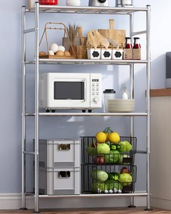 Sakugi Storage Shelves - 4 Tier Shelf Organizer, Heavy Duty Garage Shelving Unit with Leveling Feet, Stable Metal Shelves Organizer for Pantry, Kitchen and Closet, 33.0 W x 12.6 D x 57.2 H, Silver