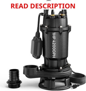 $250 Aquastrong 1 HP Sewage Grinder Pump, 115V 4200 GPH SewageEffluent Pump  Sewage Pump 2 inch Discharge, Cast Iron Sump Pump Submersible with Auto Float Switch for Basement Sump Basin and Sewage Well