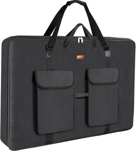 TreochtFUN Art Portfolio Bag 36 x 48 in - Waterproof Artist Carrying Case  Soft Side Sturdy with Strap, Heavy Duty Storage for Artwork Drawing Canvas Poster,(Black)
