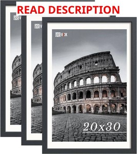 VCK 20x30 Frame Set of 3, High-End Black Wood, for Poster Artwork  1.1in Wide Thick Border, Wall Hanging, Polished Plexiglass, VerticalHorizontal, for Wall Art, Gallery, Home Decor, Office