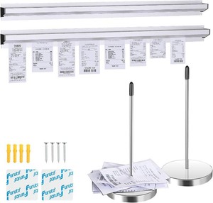 2 Pieces of 36-inch Aluminum Sliding Restaurant Order Ticket Clip Rails, with 2 Receipt Ticket Clip pins, Suitable for Restaurant, caf , Kitchen, Office, bar memo Organizer