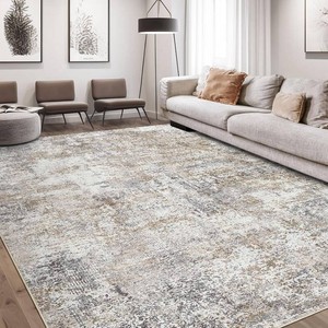 $127 DMOYEST Area Rug Living Room Rugs - 9x12 Washable Large Soft Indoor Neutral Modern Abstract Low Pile Rug Carpet for Bedroom Dining Room Farmhouse Home Office - BrownGreyBlack