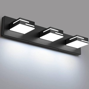 LED Modern Bathroom Vanity Light Fixtures, Dimmable Matte Black Vanity Lights for Bathroom Lighting Fixtures Over Mirror, with 360  Rotatable Acrylic Heads 3-Light 22-inch (Cool White 6000K)