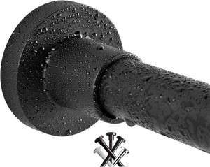 Shower Curtain Rod 43-73 Inches Matte Black, Rustproof and Non-Fall Down Spring Tension Rod for Window or Bathroom, Stainless Steel
