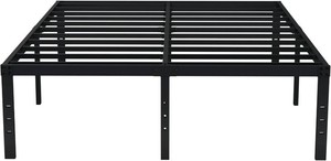 EMODA Queen Bed Frame 18 Inch Heavy Duty Tall with Large Storage Space  Metal Platform Bed Frame Queen Size No Box Spring Needed Easy Assembly, Black